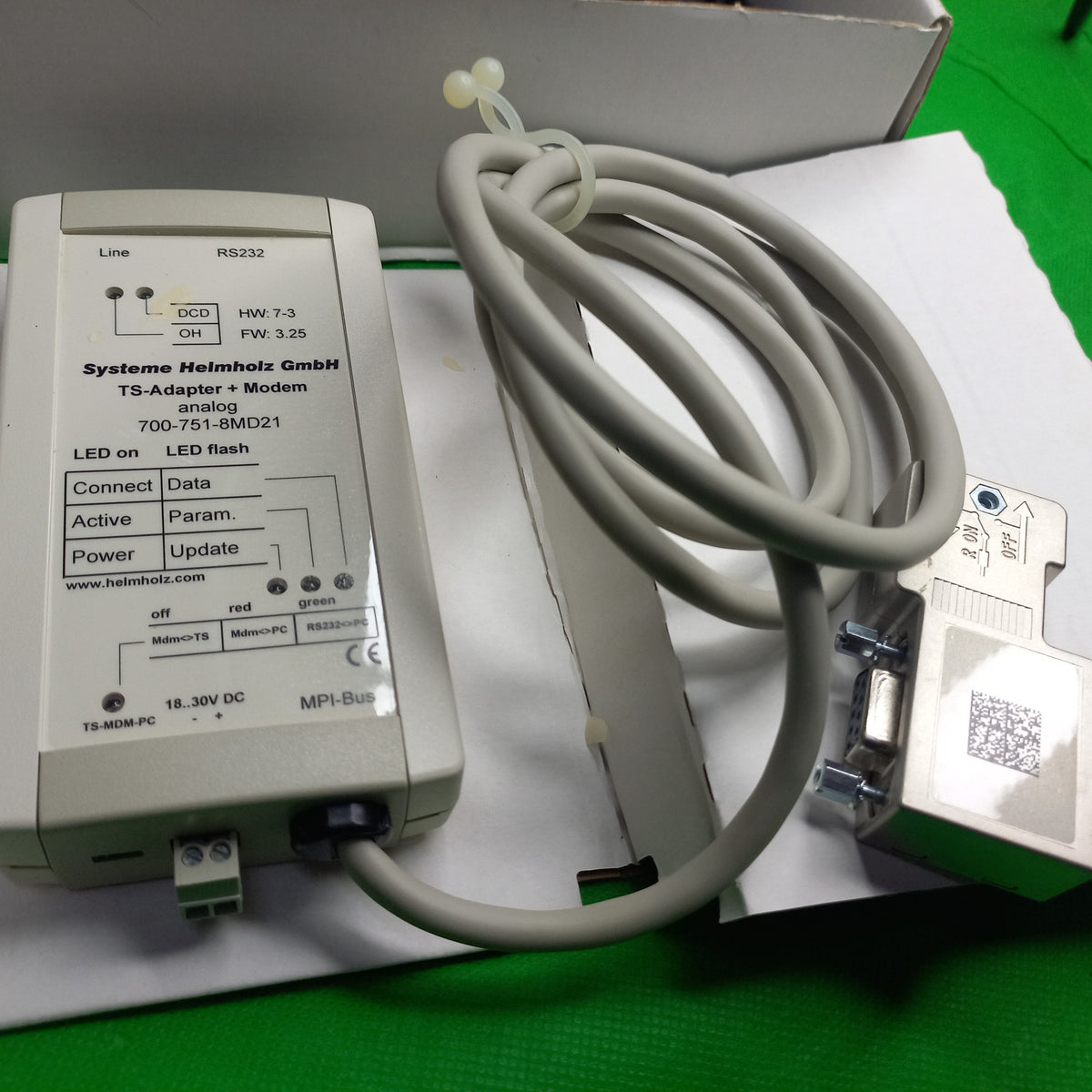 SSW7-TS with Modem; analog/ISDN/GSM Hemholz 700-751-8MD21 TS-Adapter + Modem Analog, HW: 7-2, FW: 3.25, KW: 15/09

SSW7-TS, MPI Adapter