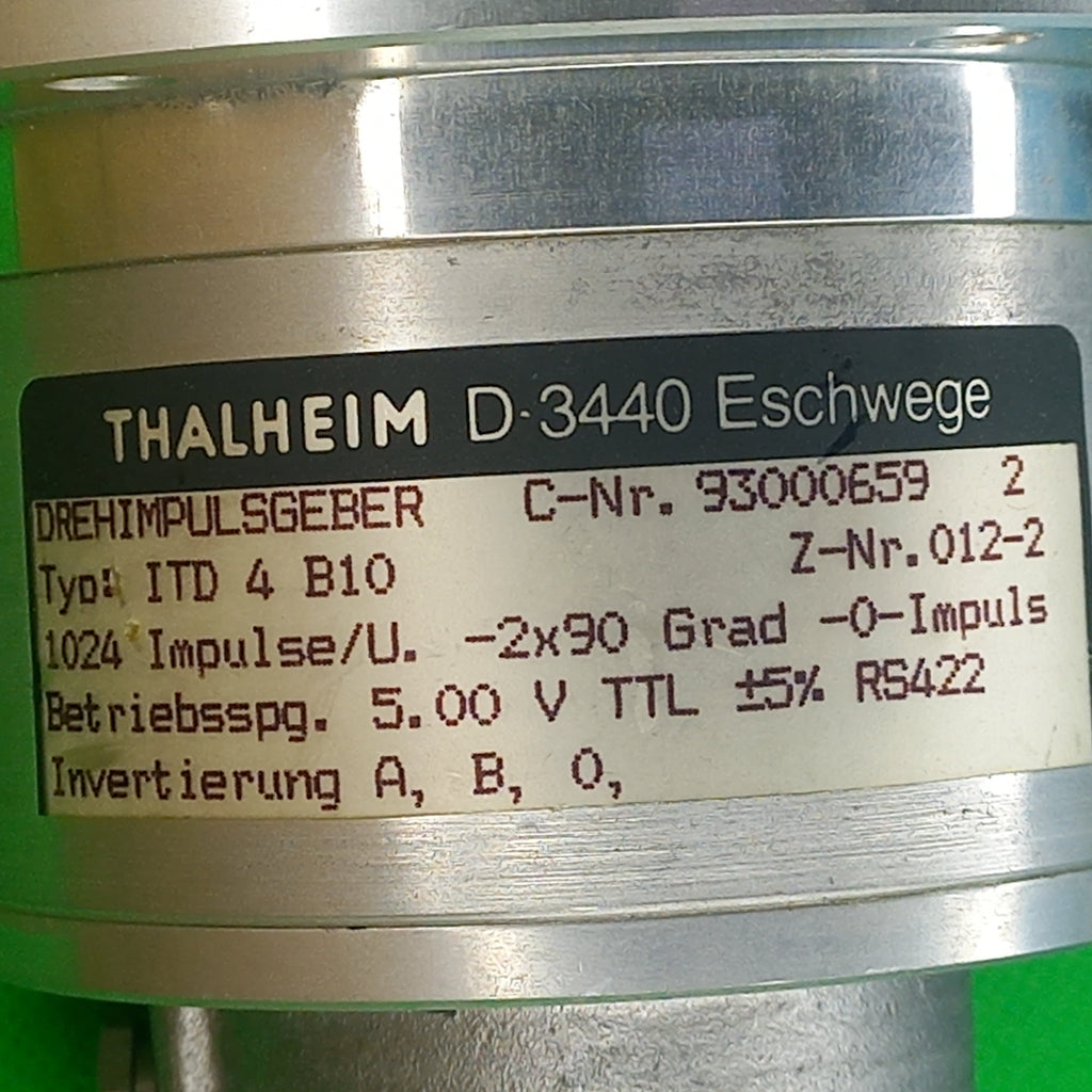 technical details and specification sticker shows wiring output for Thalheim  ITD4B10 1024 
