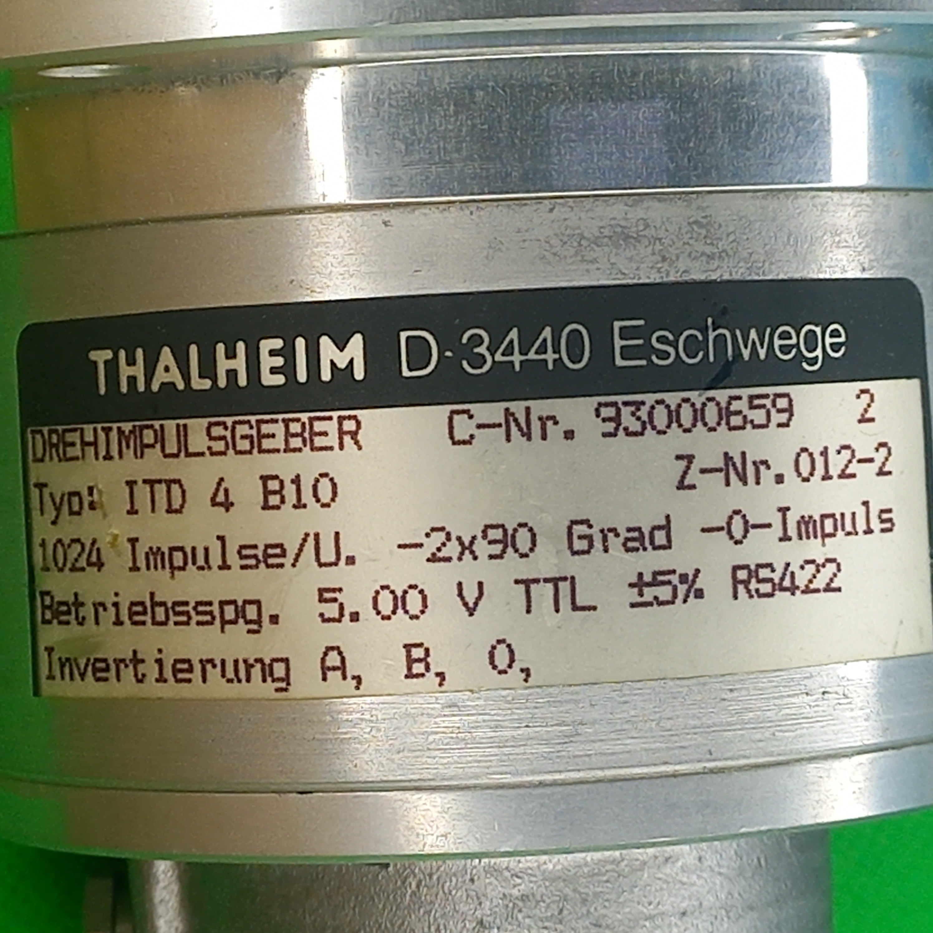 technical details and specification sticker shows wiring output for Thalheim  ITD4B10 1024 