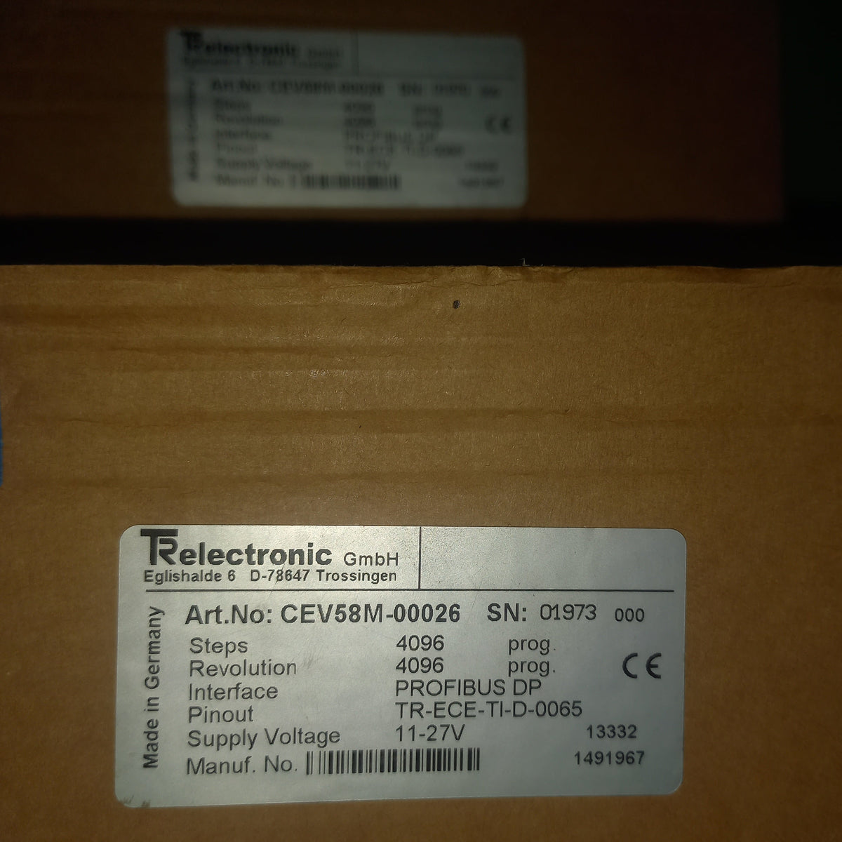 جهاز تشفير دوراني متعدد الدورات TR Electronic CEV58M Profibus DP طراز CEV58M-00026 بدقة 12 بت × 12 بت قابل للبرمجة