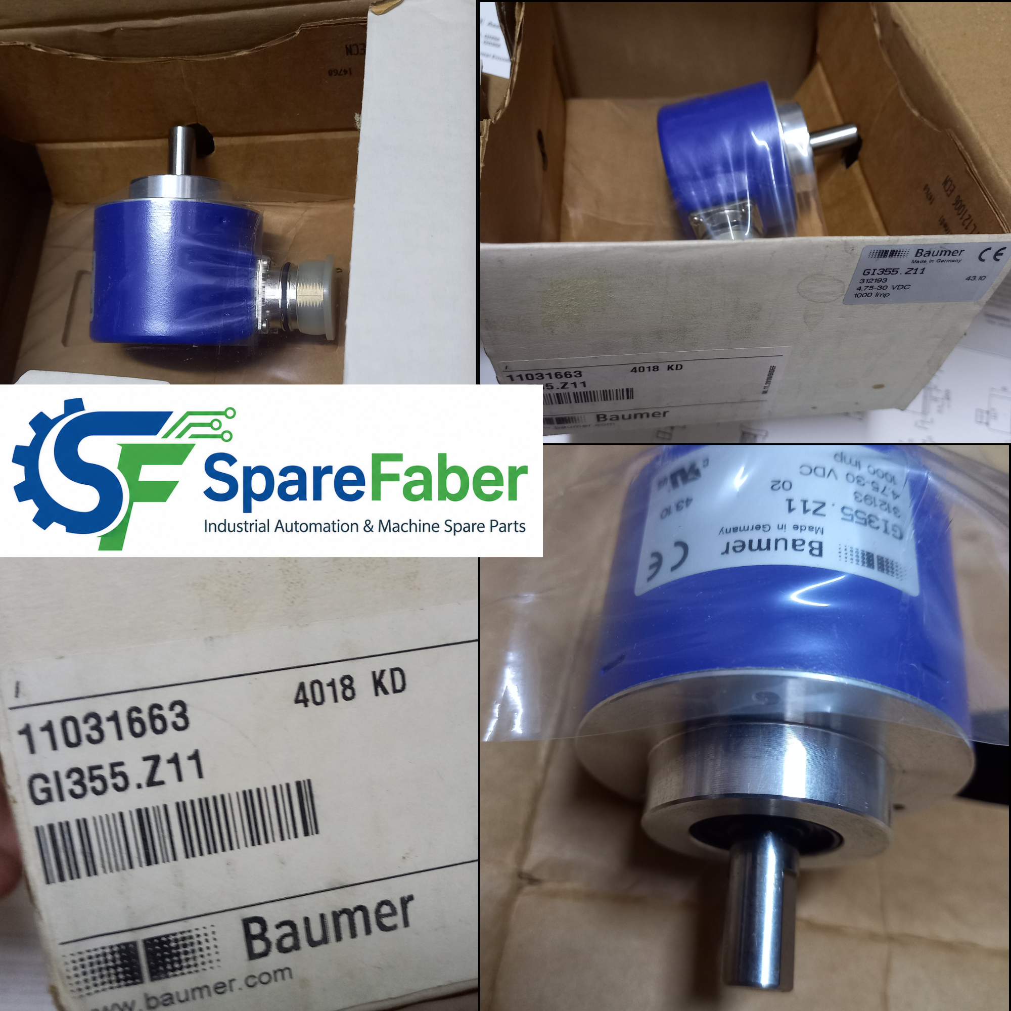 BAUMER GI 355 Encoder | 1000 Imp | 4.75-30VDC| M23 | 10mm Shaft| Clamping Flange
