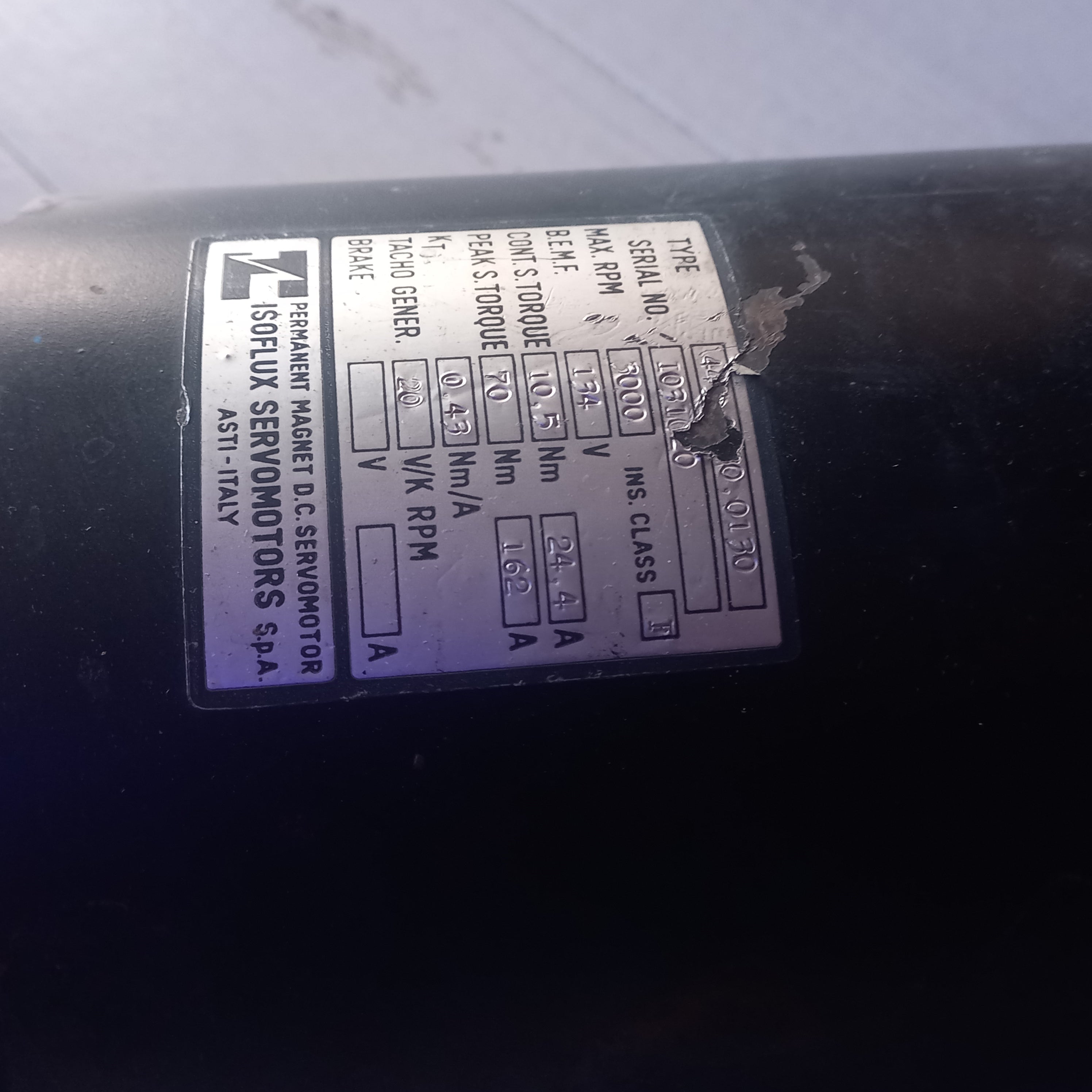 Specification Sticker of DC Serovo Motor 

Make isoflux  Italy 

DC MOTOR 445.2.30.0130