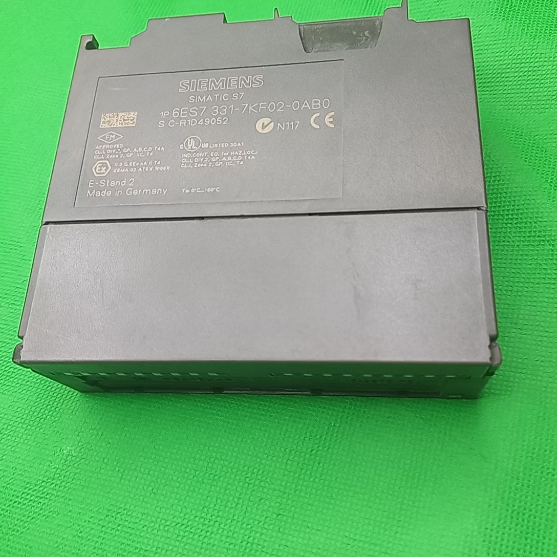 Video of unit 6ES7331-7KF02-0AB0
SM331, 8AI, 9/12/14Bit SIMATIC S7-300, analog input SM 331, isolated, 8 AI, resolution 9/12/14 bits, U/I/thermocouple/resistor, alarm, diagnostics, 1x 20-pole removing/inserting with active backplane bus