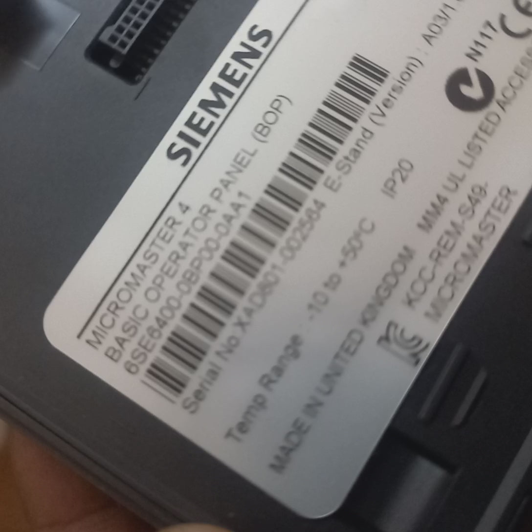 Video of Siemens 6SE6400-0BP00-0AA0 | 6SE6400-0BP00-0AA1
Micromaster 4
Basic Operator Panel 