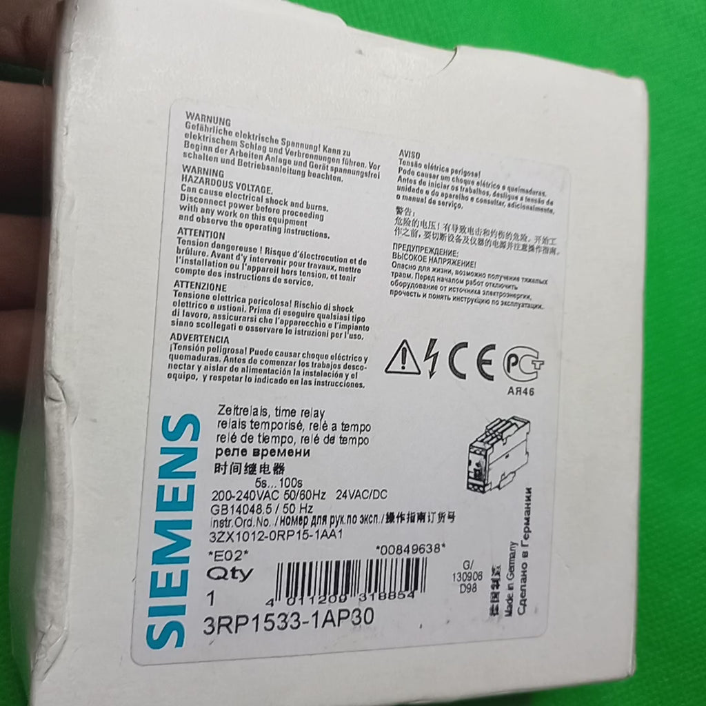 Video 3ZX1012-0RP15-1AA1 ready stock Relay SIEMENS 3RP 1533-1AP 30 TIME RELAY, OFF-DELAY  3RP15331AP30