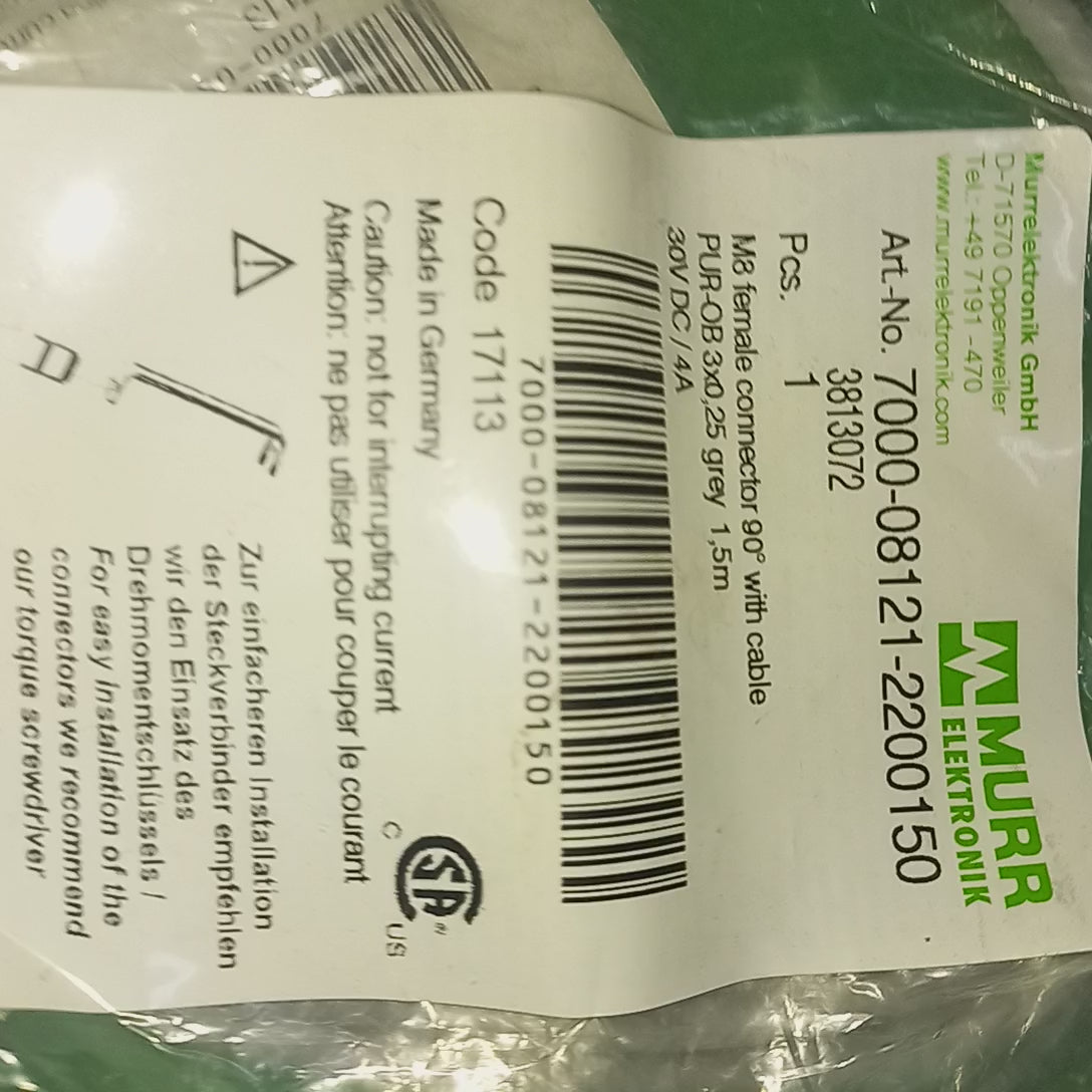 Murr Elektronik_7000-08121-2200150 M8 female 90° A-cod. with cable LED