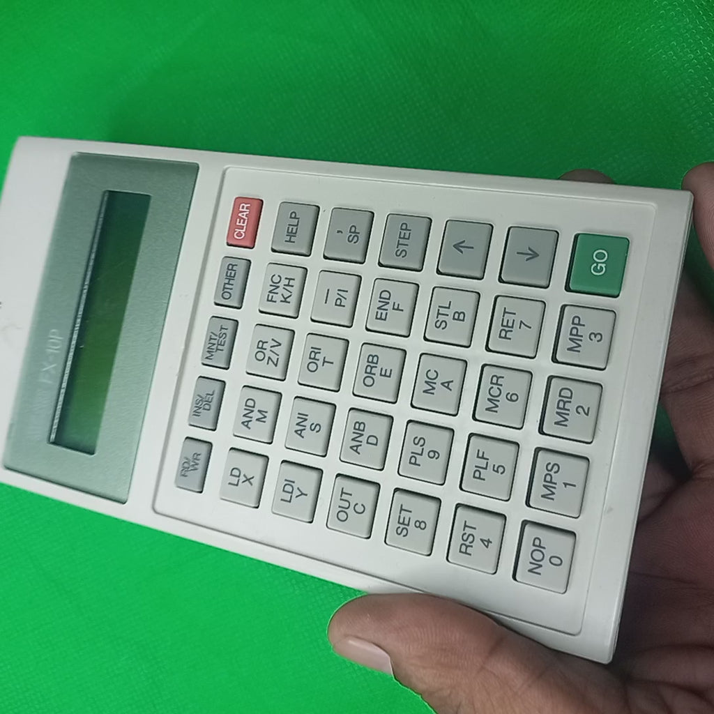 All keys visible for Mitsubishi Programming Panel FX10PE

The Mitsubishi FX-10P-E is a compact, hand-held programming and monitoring panel designed for use with Mitsubishi MELSEC-FX Series Programmable Logic Controllers (PLCs).