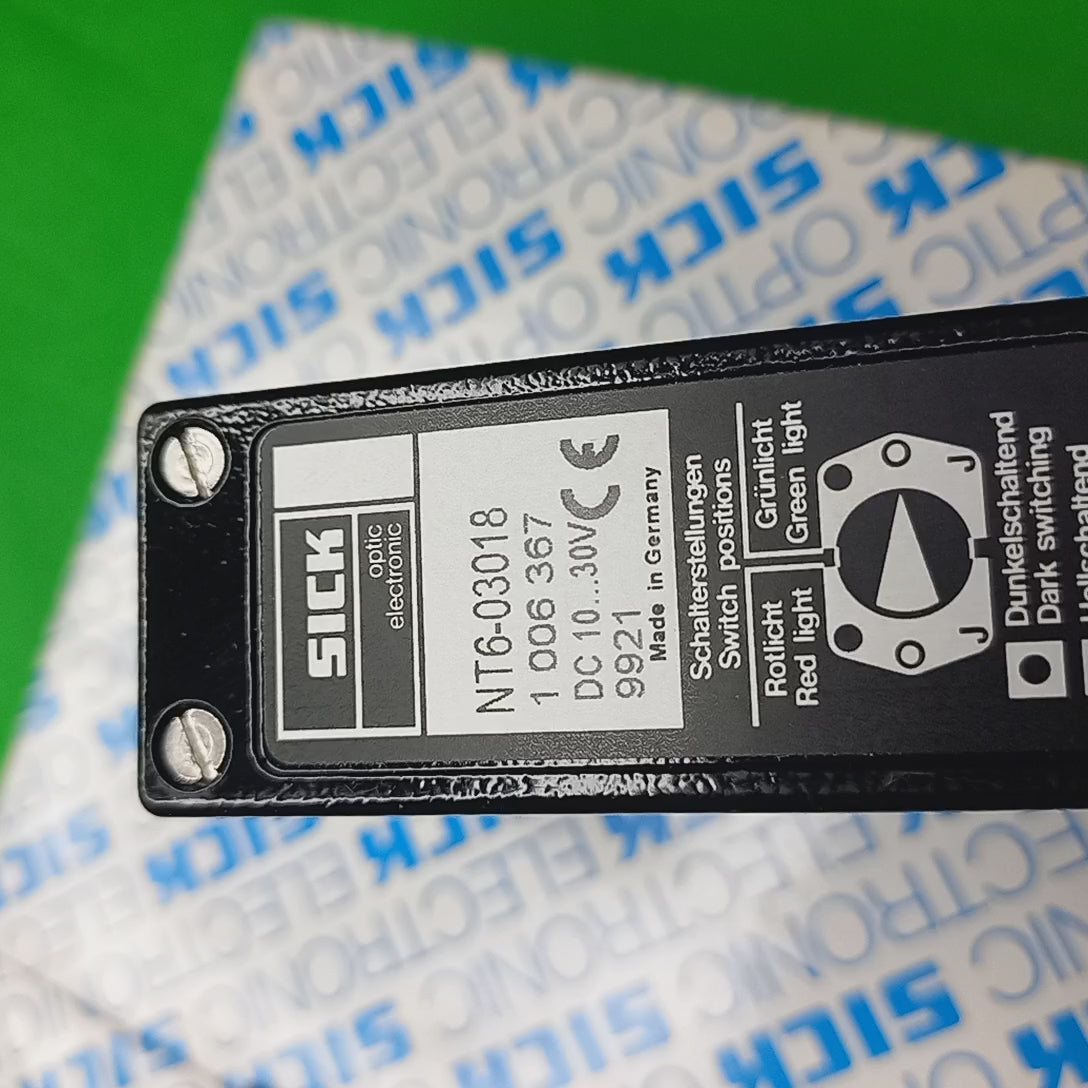 Video featuring specification confirmaiton of Sick NT6-03018, 1 006 367, CONTRAST SENSOR