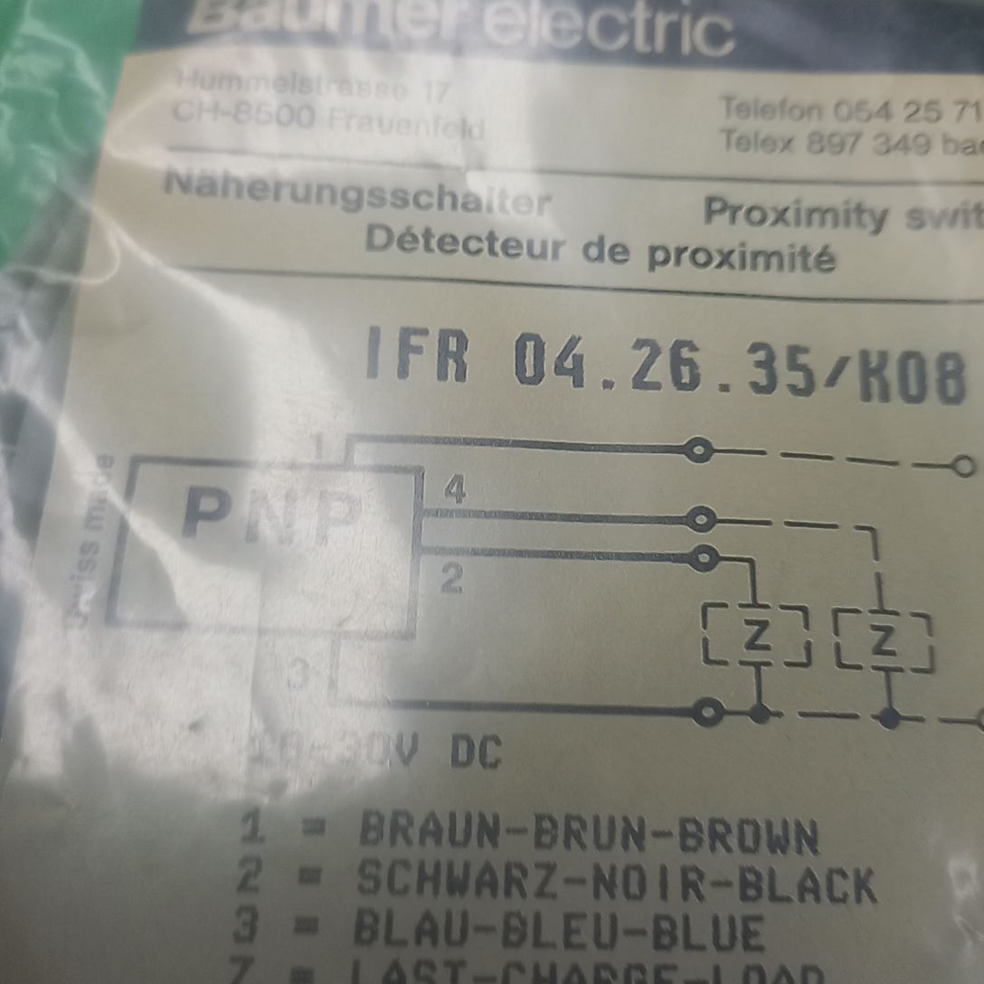 Video Baumer_IFR 04.26.35/K08 specification sticker 