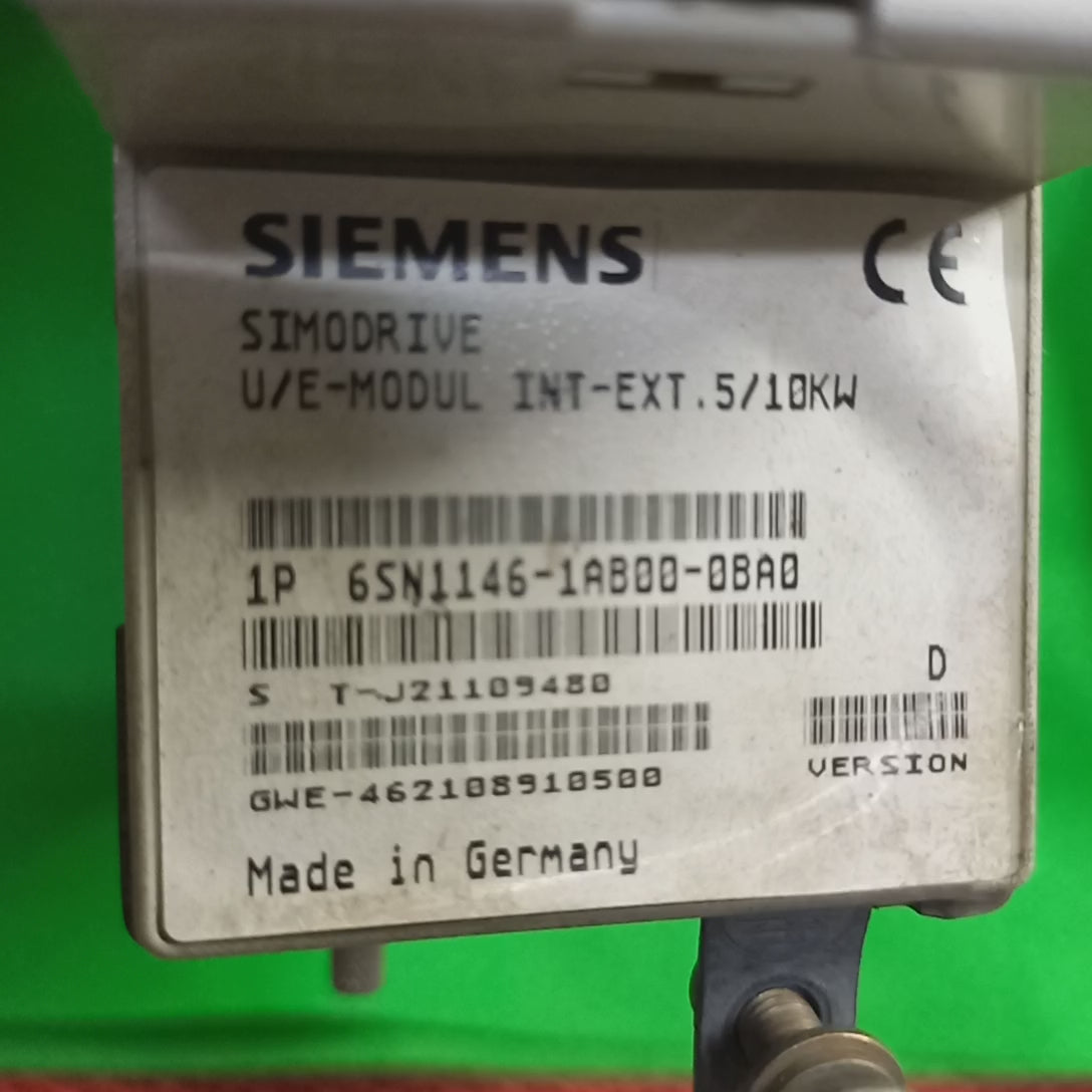 video of simodrive 6SN11461AB000BA0 |&nbsp; SIMODRIVE 611-A/611-D Feed-in Module, 5/10 KW, Unregulated
UE-MOD.I/E.5KW 6SN1146-1AB00-0BA0